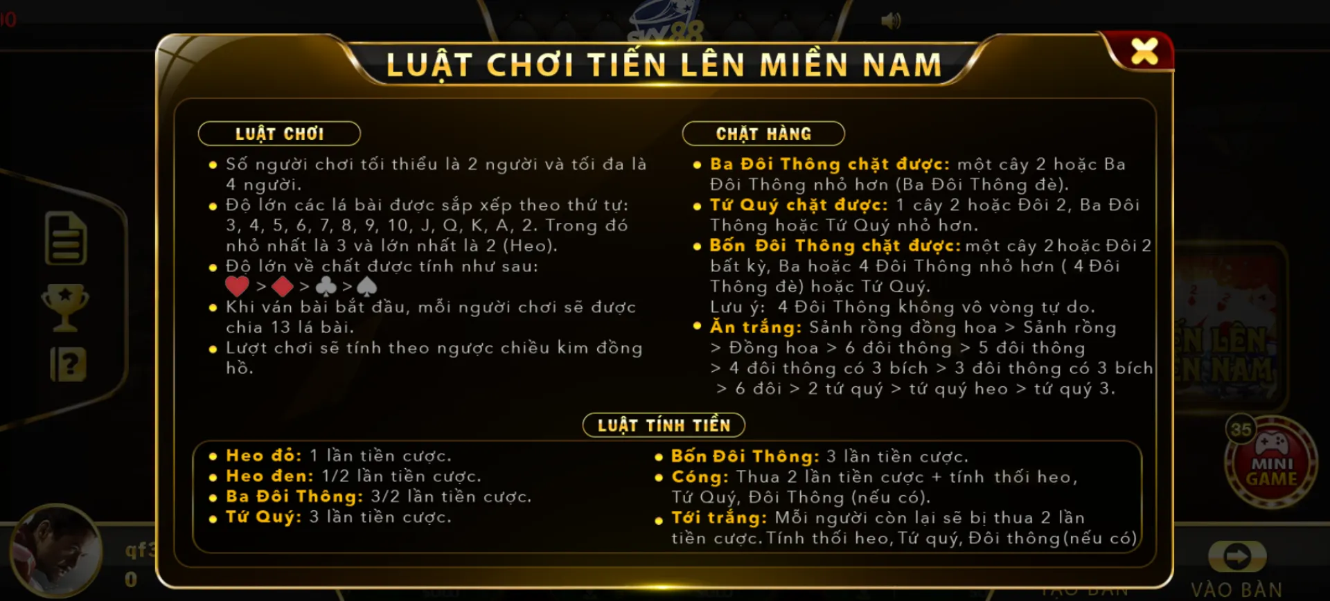 Tìm hiểu rõ hơn về luật game Tiến Lên Miền Nam
